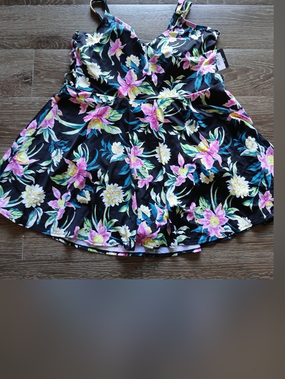 torrid Black Floral Tank Swimdress One Piece Sz 3X New With Tags